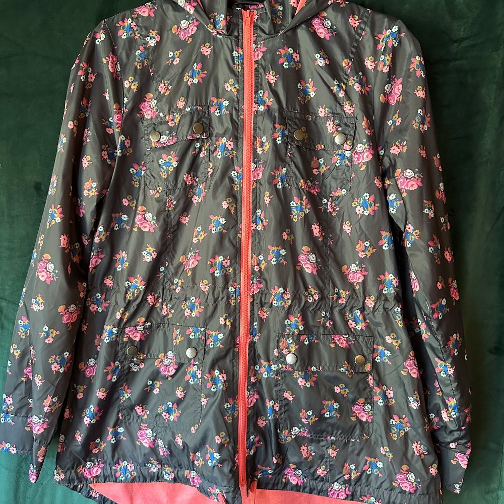 Mossimo Supply Co Water Resistant Floral Rain Jacket Size L